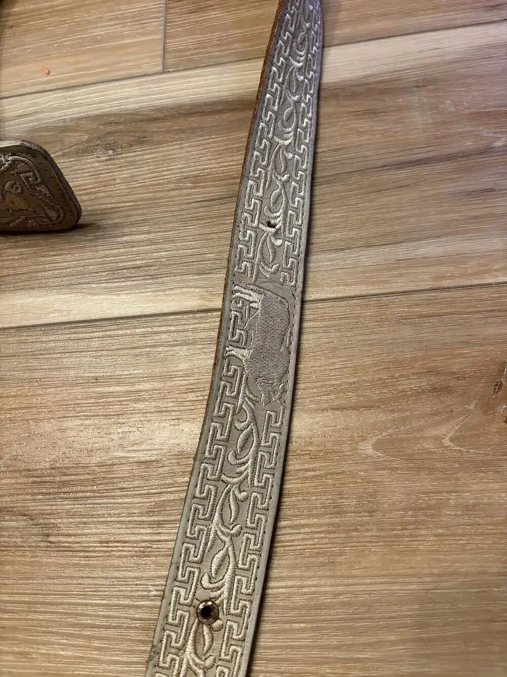 Horse Mexican Piteado Style Embroidered Leather Charro Belt